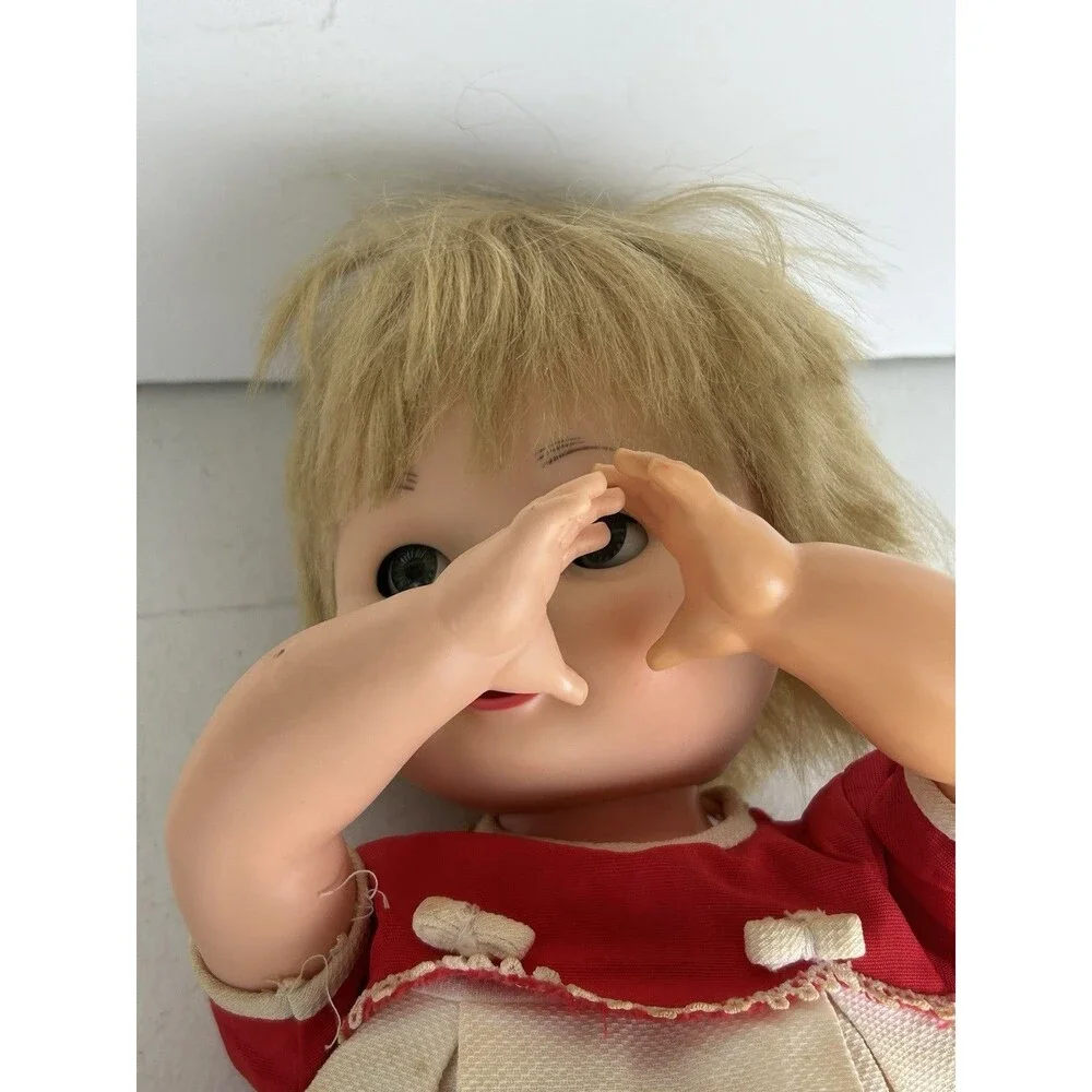 1966 Deluxe Reading Baby Magic Doll 18” Magnetic Eyes Moving Mouth Original Dres